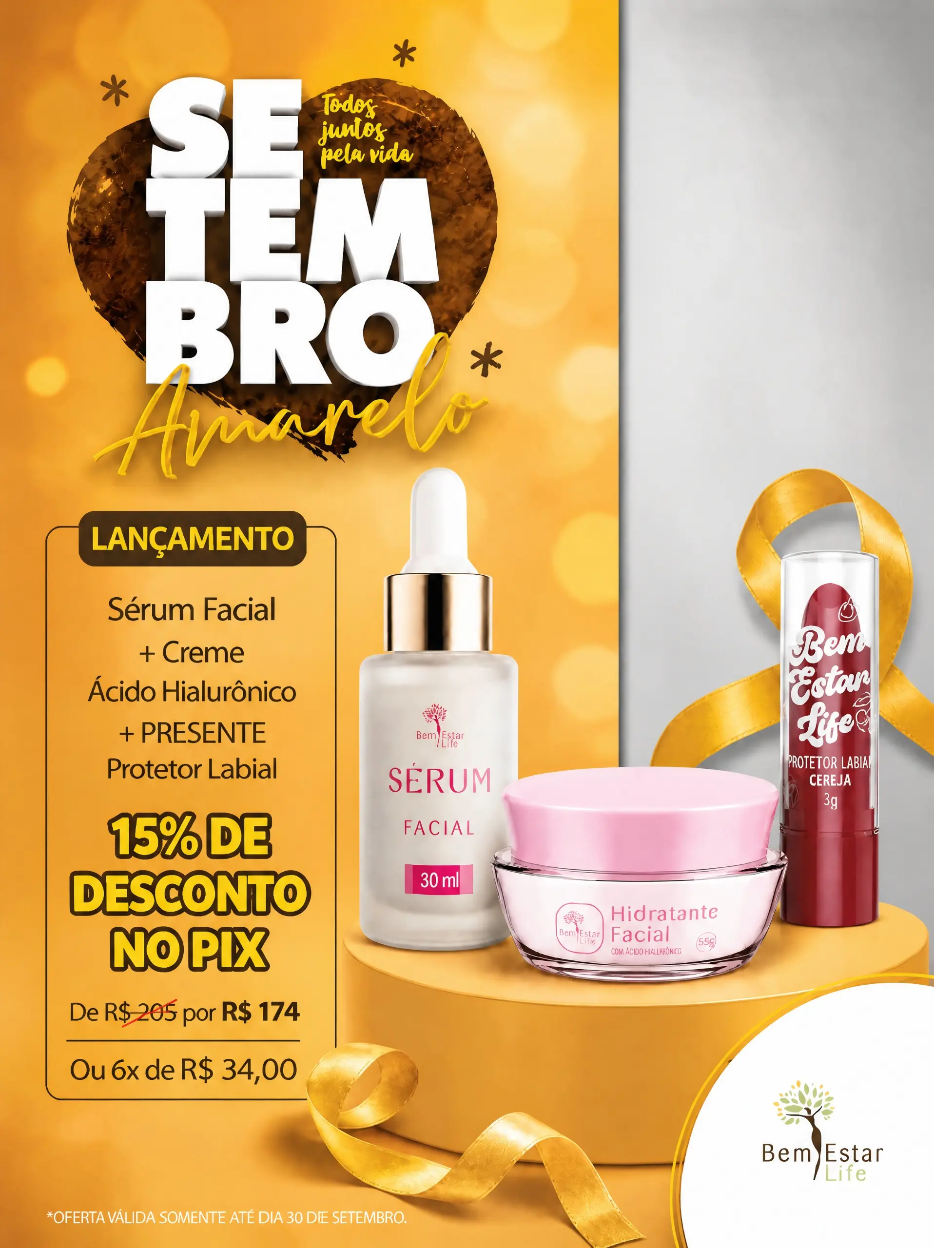 LANÇAMENTO- SÉRUM FACIAL 30 ML +CREME FACIAL COM ACIDO HIALURONICO+ PRESENTE PROTETOR LABIAL SABOR MORANGO15%DESCONTO
