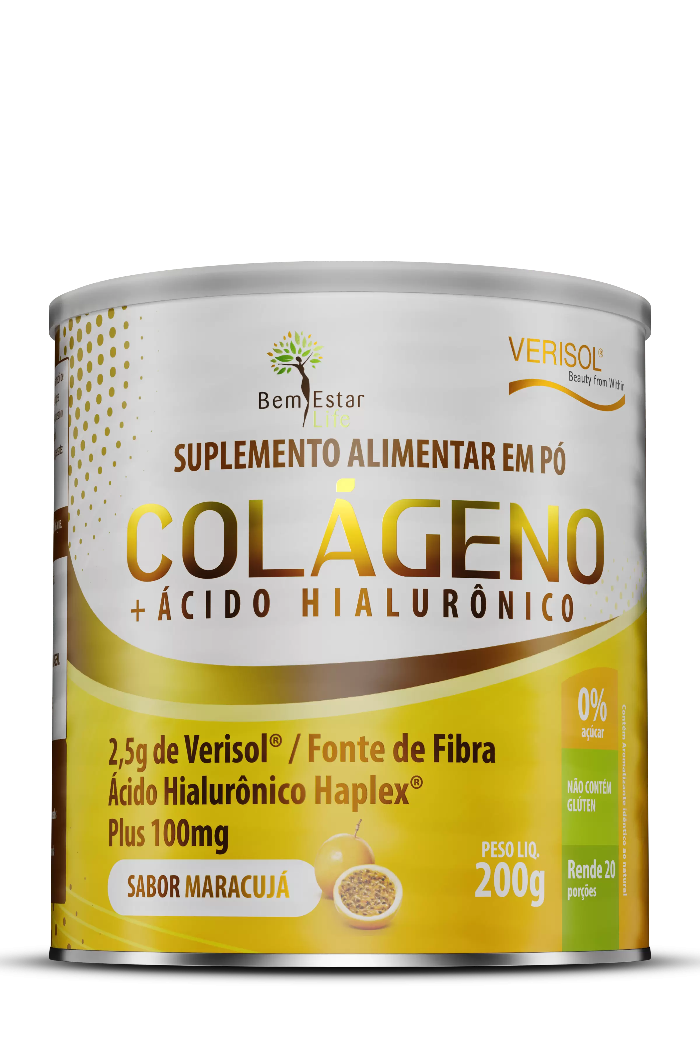 COLÁGENO VERISOL COM ÁCIDO HIALURÔNICO 200G. - SABOR MARACUJÁ