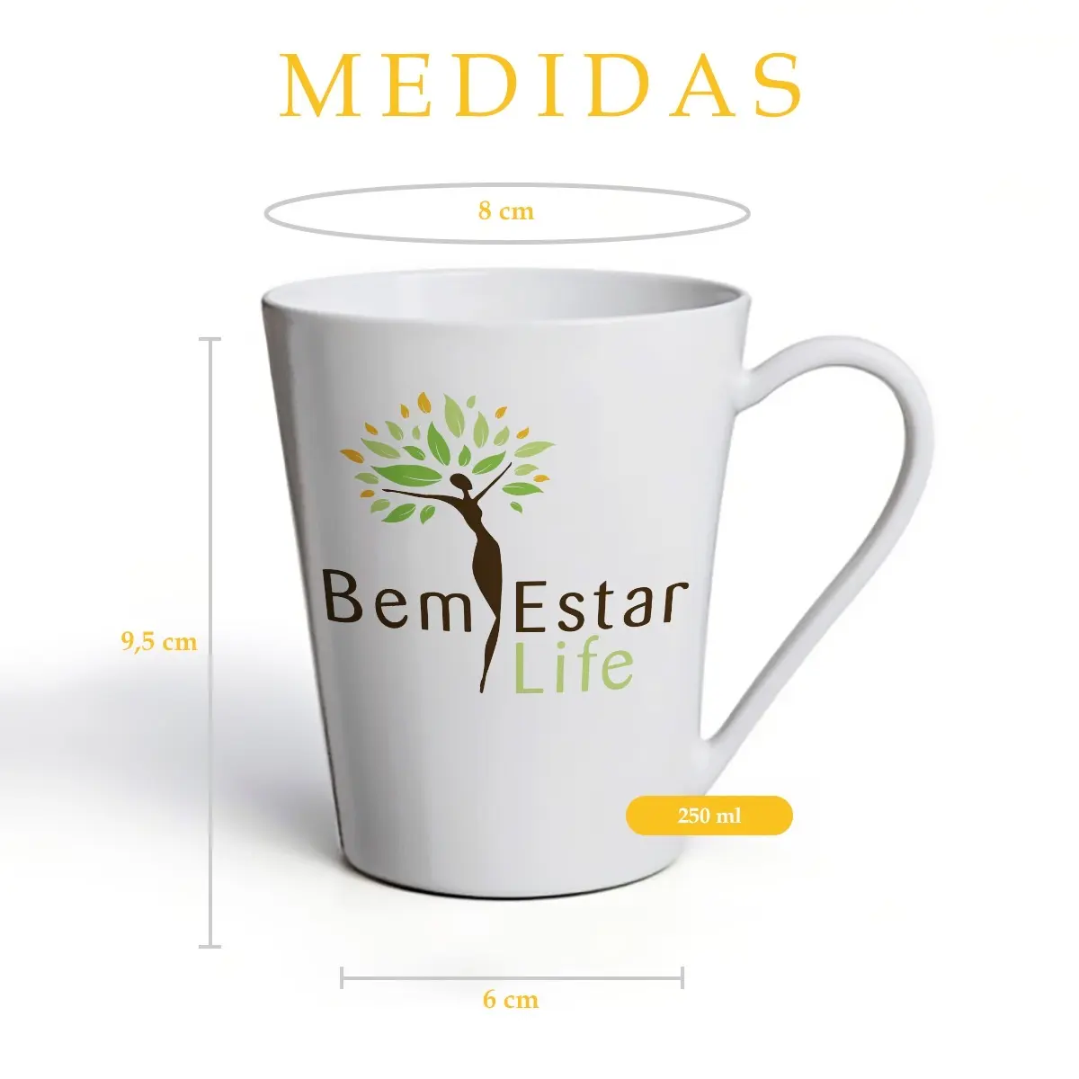 XICARA COR BRANCA 250 ML - BEM ESTAR LIFE