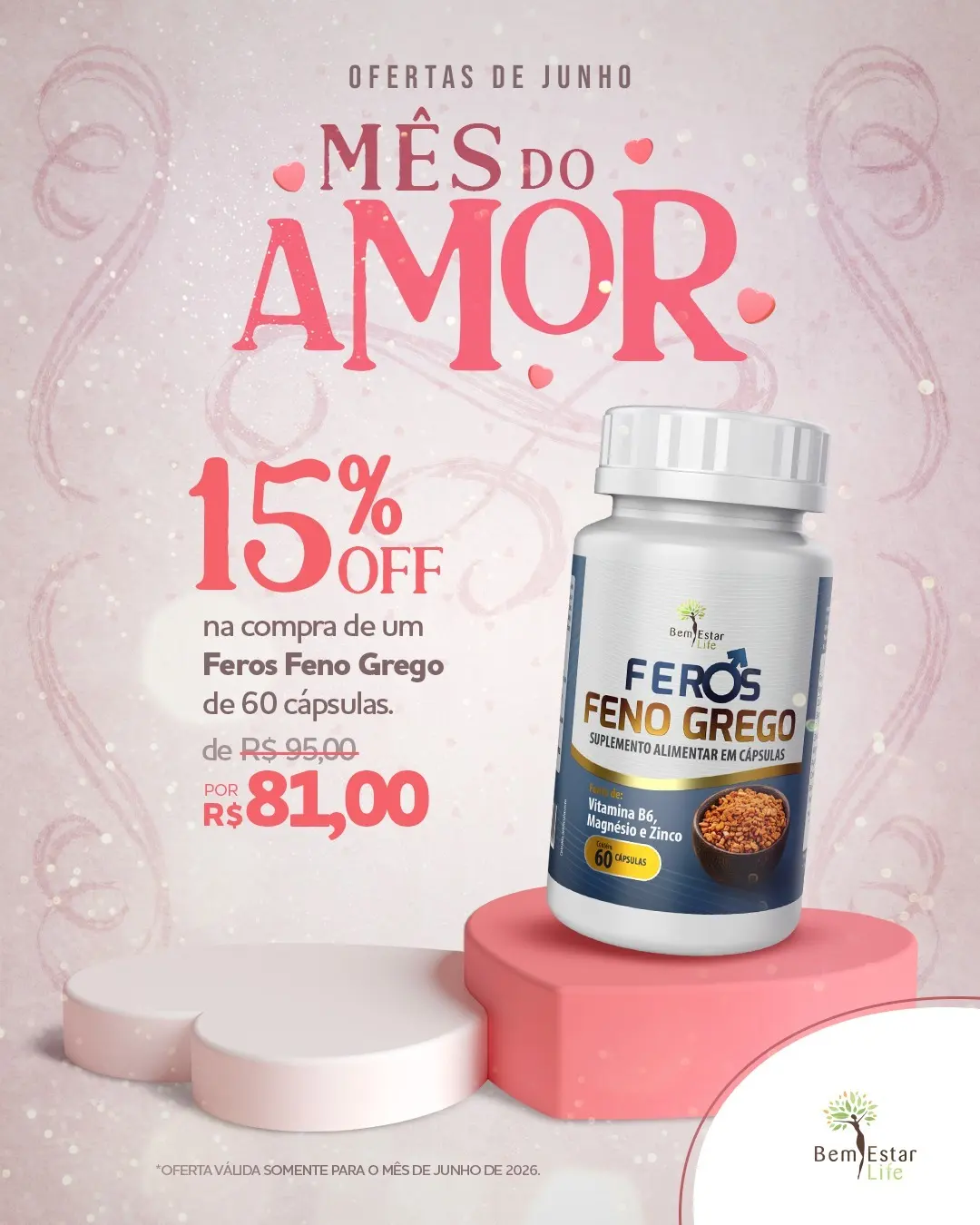 OFERTA JUNHO- 15% DE DESCONTO NA COMPRA DO FENO GREGO- FEROS