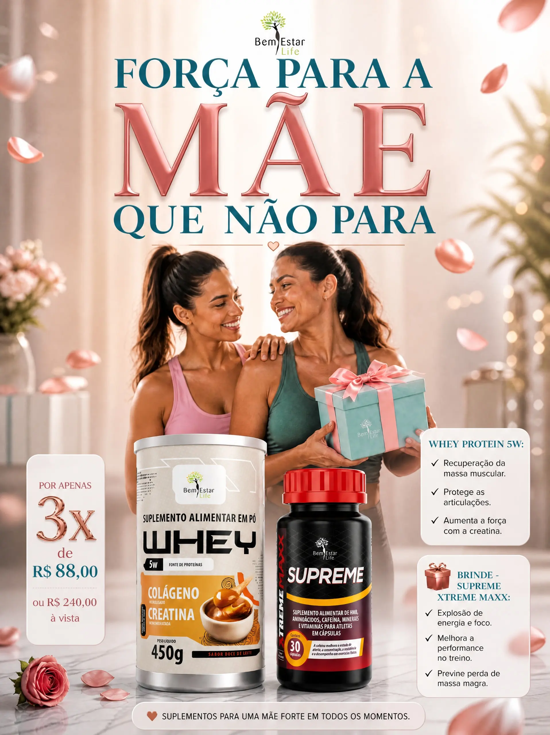 MES DAS MAES - NA COMPRA DO WHEY PROTEIN 5W SABOR DOCE DE LEITE -BRINDE SUPREME EXTREME 30 CAPS
