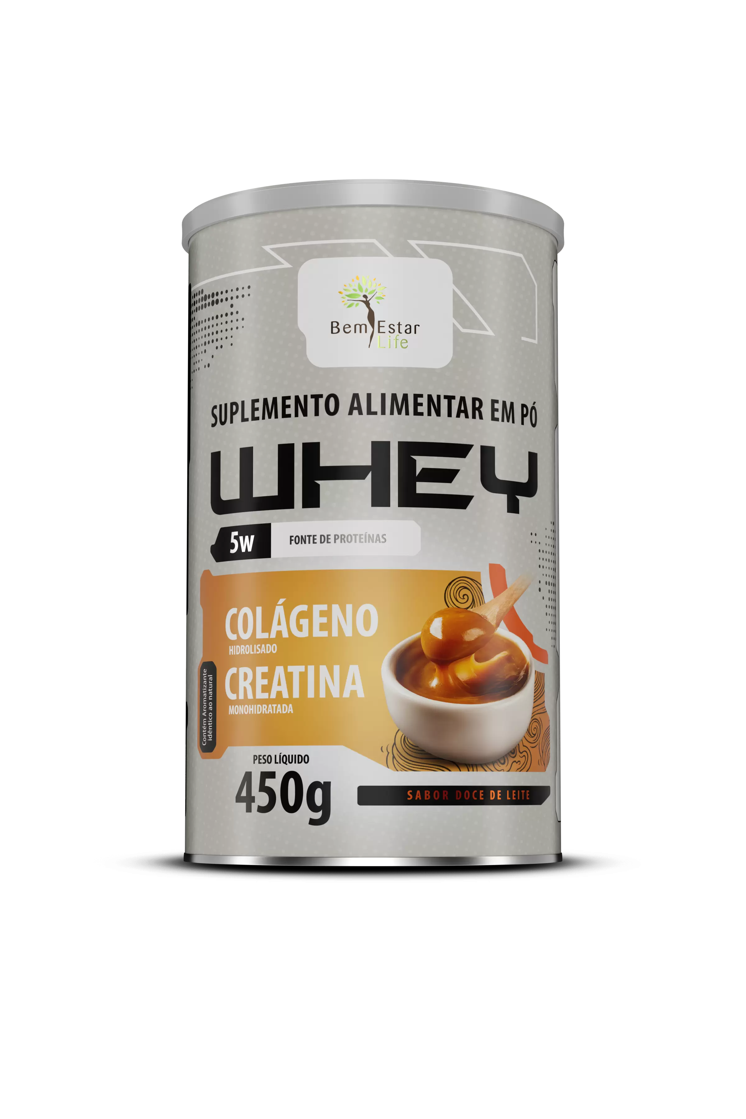 WHEY 5 w- com colágeno + creatina - sabor DOCE DE LEITE