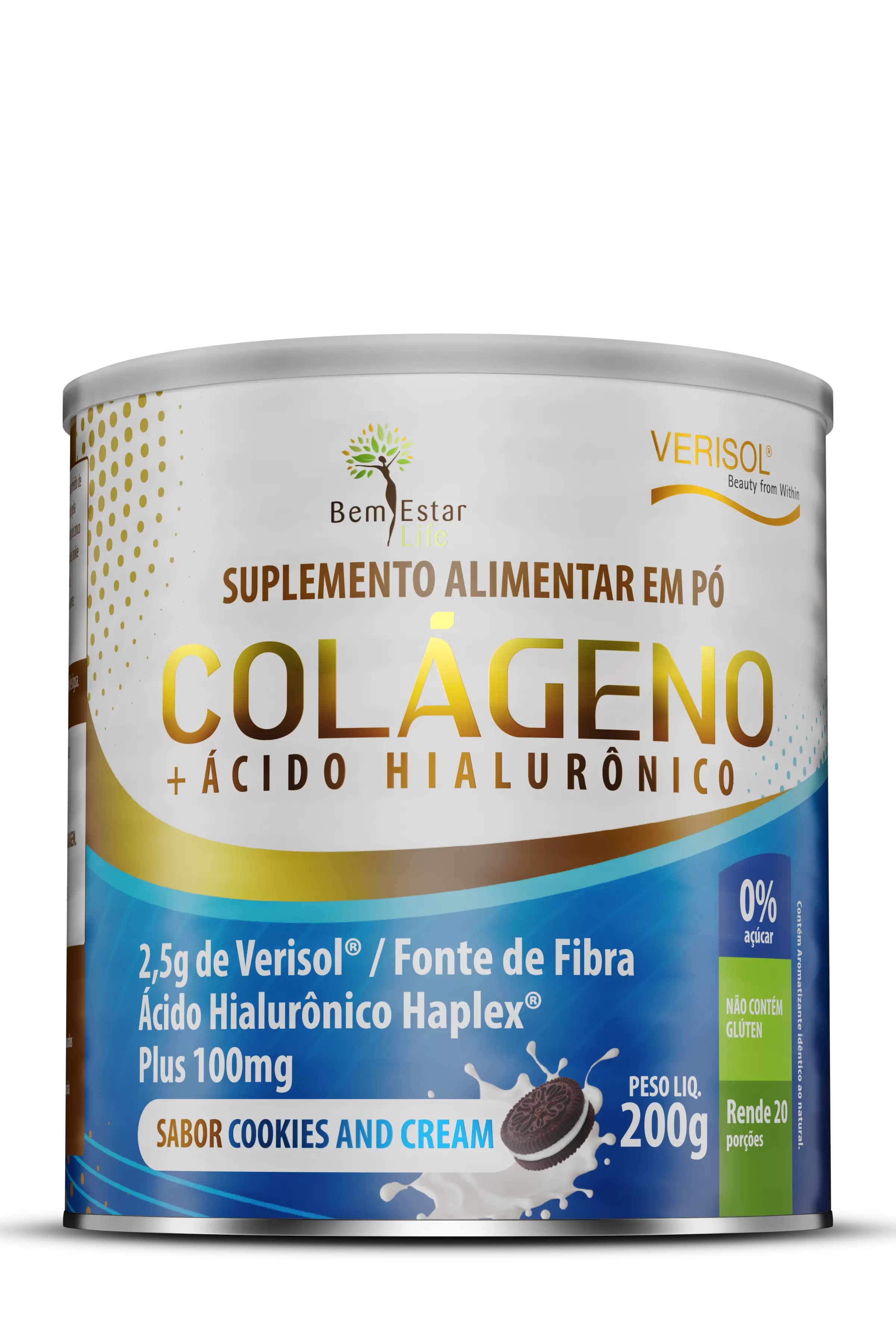 COLÁGENO VERISOL COM ÁCIDO HIALURÔNICO 200G. - SABOR COOKIES  CREAM