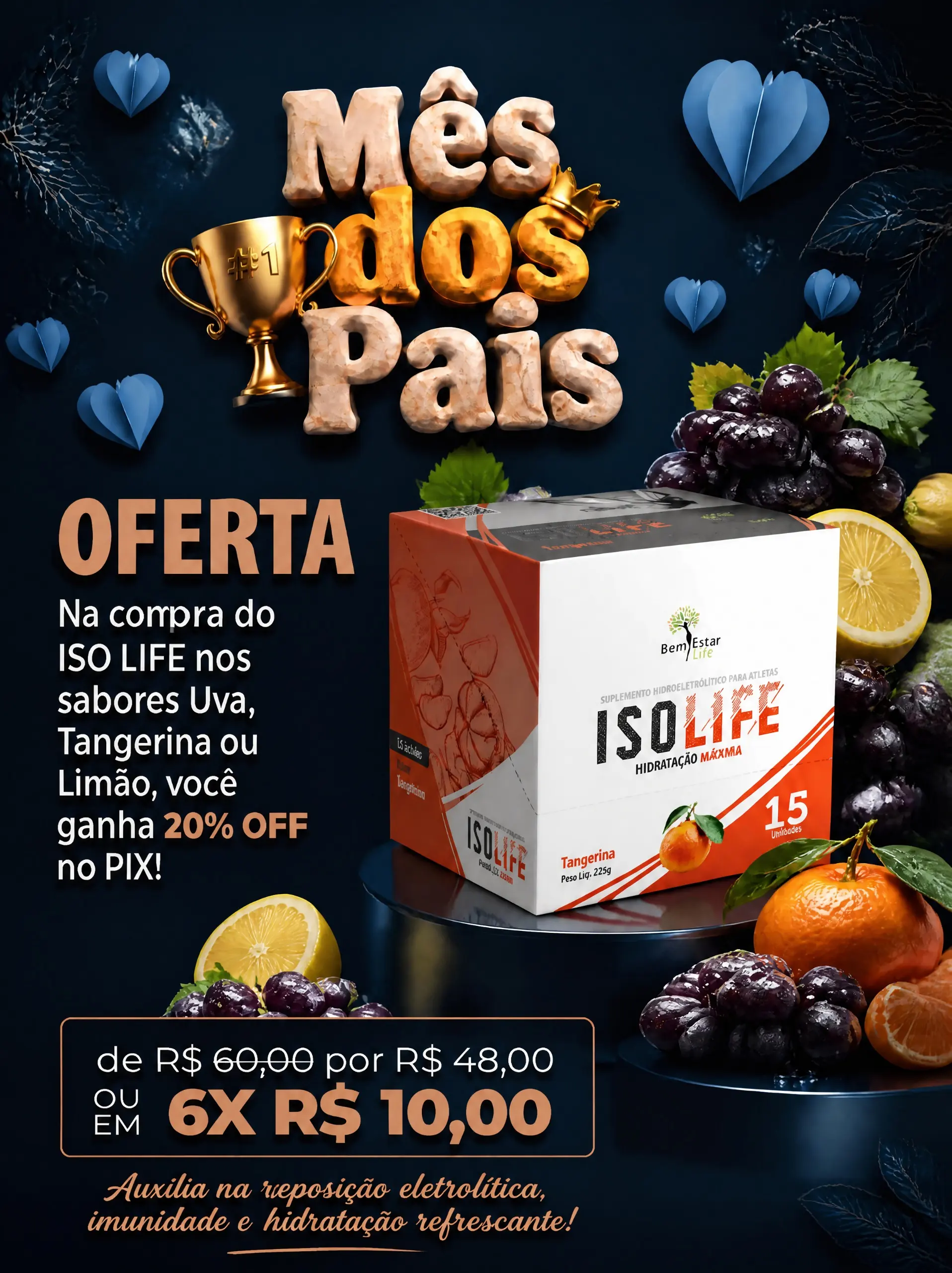 20% DESCONTO NA COMPTA DO ISOLIFE - SABORES UVA- TANGERINA OU LIMÃO