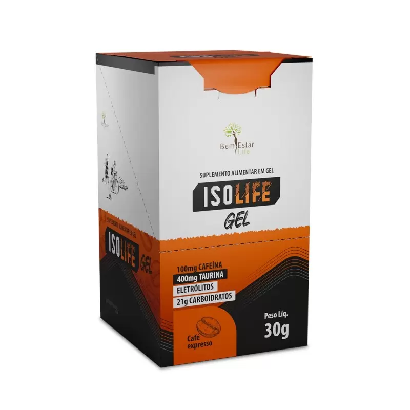 ISOLIFE GEL COM CAFEINA E TAURINA - 10 SACHE SABOR CAFE EXPRESO