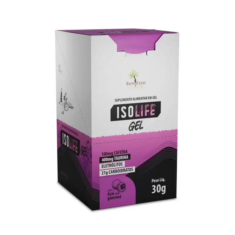 ISOLIFE GEL COM CAFEINA E TAURINA - 10 SACHE SABOR AÇAI COM GUARANÁ