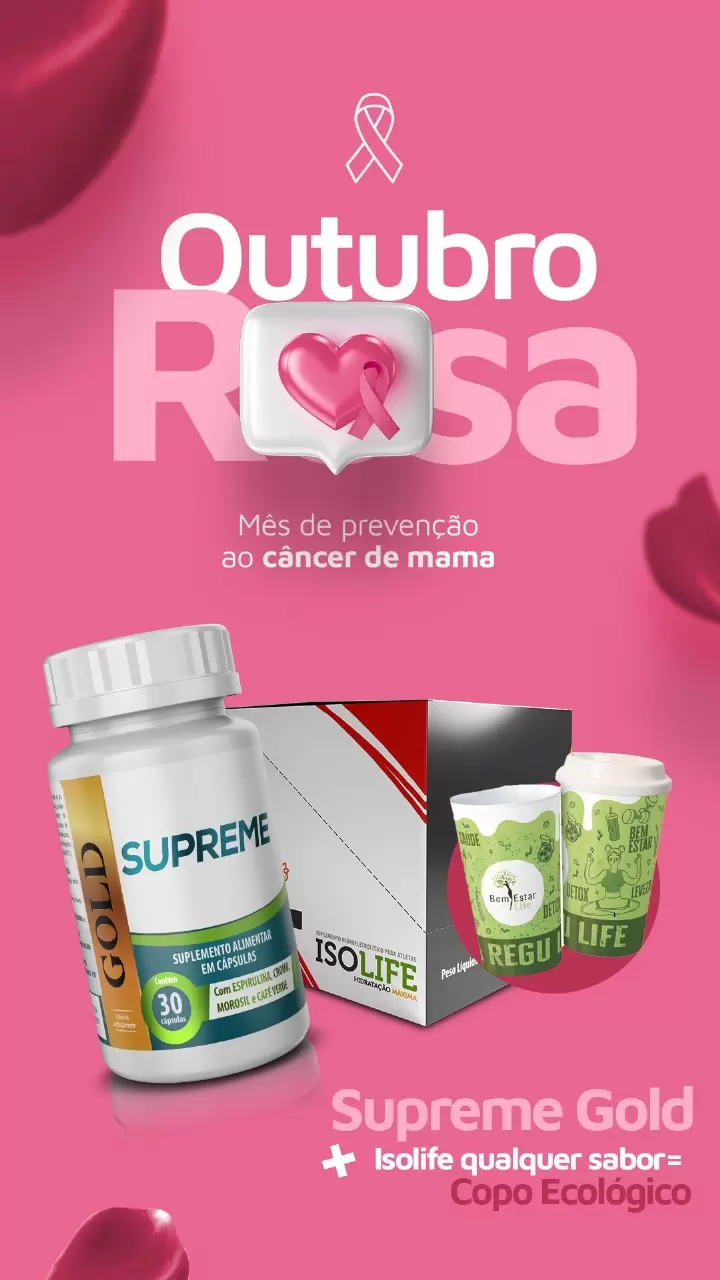 SUPREME GOLD + ISOLIFE (QUALQUER SABOR) - BRINDE COPO ECOLOGICO VERDE