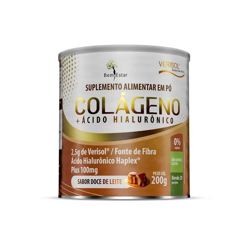  Descrição COLÁGENO VERISOL COM ÁCIDO HIALURÔNICO 200G. - SABOR DOCE DE LEITE