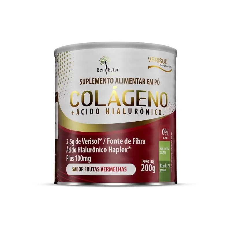 COLÁGENO VERISOL COM ÁCIDO HIALURÔNICO 200G. - SABOR FRUTAS VERMELHAS