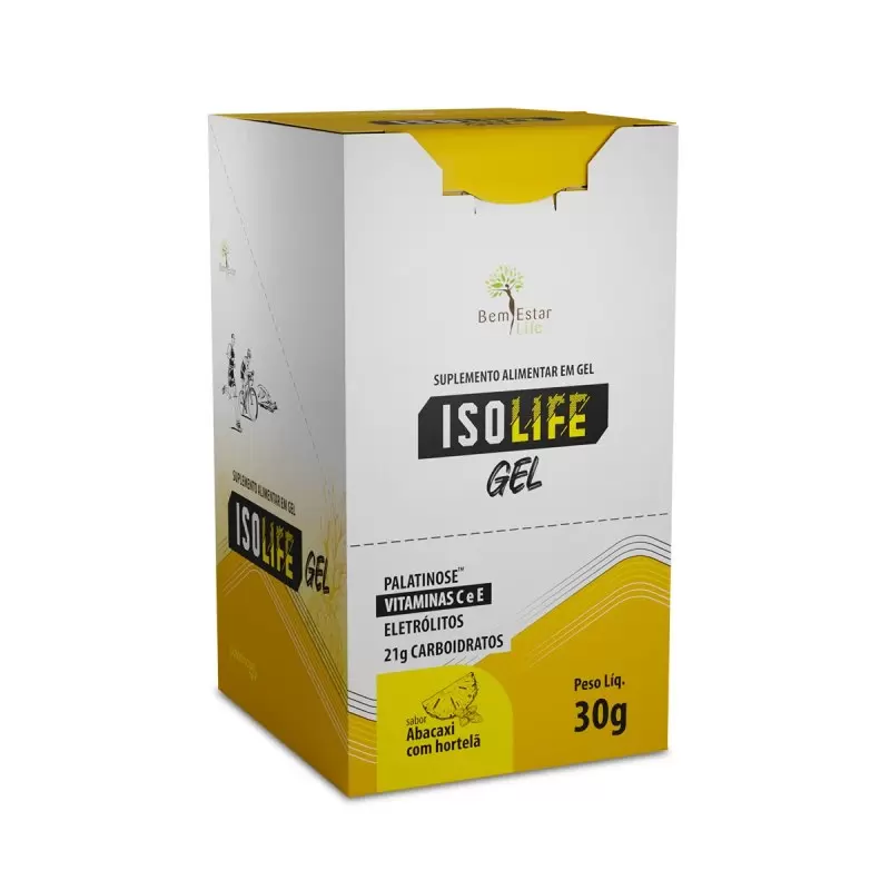 ISOLIFE GEL COM VITAMINAS C e E - 10 SACHE SABOR ABACAXI COM HORTELÃ