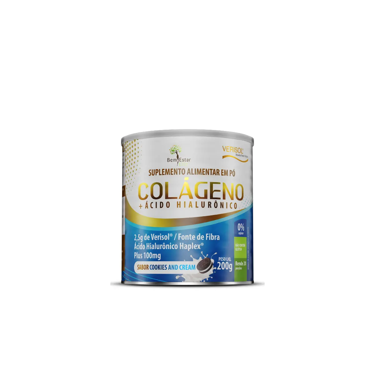 COLÁGENO VERISOL COM ÁCIDO HIALURÔNICO 200G. - SABOR COOKIES  CREAM